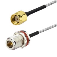 Habia  0.086"  Semi-Flexible Cable Assembly N Bulkhead Socket to RP_SMA Male