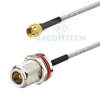  N Bulkhead Socket to SMA male RG402 Semi Flexible Cable RoHS