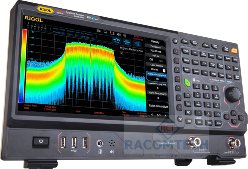 Rigol RSA5032 Real Time Spectrum Analyzer 9KHz - 3.2GHz  Engineers integrating WiFi, Bluetooth and other modern RF technologies are confronted with complex challenges like frequency hopping signals, channel conflict, and spectrum interference.  Real-Time Spectrum Analyzers bring the dimension of time to RF Analysis making it easier to monitor and characterize these complex RF systems.  The RSA5000 combines industry leading realtime performance (7.45µs 100% POI), rich data displays, and advanced triggering options allowing the user to quickly capture, identify and analyze these complex events. 

