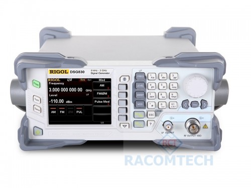 Rigol DSG821 RF Digital SG  9KHz -2.1GHz Frequency: 9 kHz to 2.1 GHz
Up to -105 dBc/Hz (typical) Phase Noise
Up to +20 dBm (typical) Maximum Output Power
High Amplitude Accuracy
Excellent Amplitude Repeatability
Complete AM/FM/ØM Modulation
Enable to generate LF signal including DC
Powerful Pulse Modulation Function
