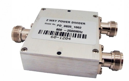 Wilkinson 2 way Power Splitters 698-2700MHz N TYPE RACOMTECH   Power Splitters 800MHz-2500MHz
Features: 

800 - 2,500 MHz Multi-Band
Frequency Range
50 W Power Rating
Low RF Insertion Loss
20 dB Isolation
RoHS compliant
Low Cost N Design
