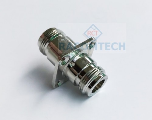 N type Female to Female Flange  Adapter  50ohm N female through adapter with 4-hole flange 50ohm 
