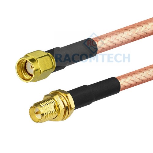  RG400  Cable with RP-SMA (M ) to RP-SMA (F) Feature:

Impedance: 50 ohm
Low loss: 0.84dB/M@2.4GHz
Jumper assemblies in test equipment systems
M17/84-RG400 Mil-C-17 / 84
High temperature application
