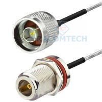 N Bulkhead Socket to N male RG402 Semi Rigid / Flexible Cable RoHS