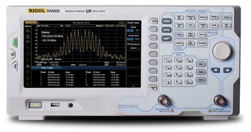 Rigol DSA832E Spectrum Analyzer 9KHz - 3.2GHz  DSA832E  series is one of RIGOL's compact size, light weighteconomic spectrum analyzers, the digital IF technology
guarantees its reliability and performance to meet the most demanding RF applications.
