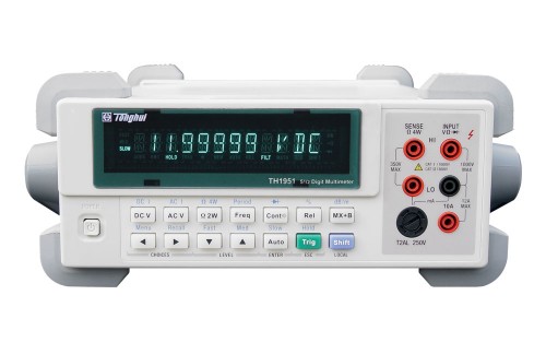 TH1951  5 1/2-digit true-RMS digital multimeter  The TH1951 is a high speed、high accuracy , 120,000 counts meter that meets the measurement needs of voltage、current and resistor. Its outstanding performances, such as high Reading Rate ( Max . 40 Readings/ Second ) ,and DC Voltage measurement accuracy up to 0.01%, provides an ideal cost-effective option for customer. 
