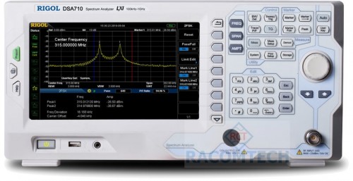 Rigol DSA710 100KHz - 1.0GHz Spectrum Analyser  The market leading low price of the DSA-700 series makes them ideal entry point spectrum analysers for industry, education and hobbyists.
