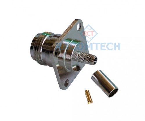 N Flange Mounted Socket Connector for RG58  LMR195 Specification:Frequncy range:.......DC-6GHzWorking voltage: ....500V dc or AC peakProof Voltage: .......1500V dc or AC peakVSWR: ............. ...1.07+ 0.03Frequency in GHzTemp: ...................-55 - +100 degree
