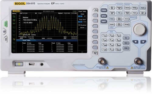 Rigol DSA815 Spectrum Analyzer 9KHz - 1.5GHz The Rigol DSA815 is a compact and light Spectrum Analyzer with premium performance for portable applications. The use of digital IF (intermediate frequency) technology guarantees reliability and performance to meet the most demanding RF applications.