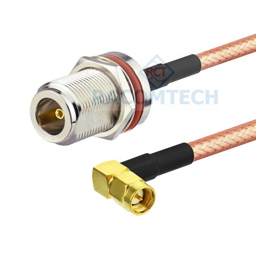  RG400 cable N female (BH) to SMA male (RA) Feature:

Impedance: 50 ohm
Low loss: 0.84dB/M@2.4GHz
Jumper assemblies in test equpment  systems
M17/60-RG142 Mil-C-17
Drop-in replacement for RG58


All of our cables are tested with VSWR and insertion loss before sending to our customers!
 