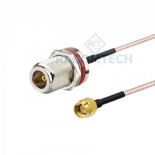  RG316 N bulkhead to SMA male RG316 flexible 50 Ohm coax cable with FEP jacket is rated for a 3 GHz maximum operating frequency. This 50 Ohm 0.098 inch diameter and flexible coax cable is built with a shield count of 1