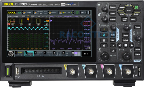 Rigol  DHO924S  250MHz, 4CH, 1.25GS/s, 12 BIT Oscilloscope- ARB FUNCTION The DHO-900 series supports 16 digital channels. One instrument can make an analysis on both analog and digital signals to meet the embedded design and test scenarios. With an affordable price, you can access auto serial and parallel bus analysis, bode plot analysis, and other functions to meet test demands in R&D,
education, and scientific research.
