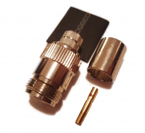 N type Crimp Socket  Connector  for Cable  RG213  50 ohm  Specification:Frequency range:.......DC-11 GHzWorking voltage: .......500V dc or AC peakProof Voltage: ..........1500V dc or AC peakVSWR: .................. 1.07+ 0.01Frequency in GHzTemp: ......................-55 - +100 degree