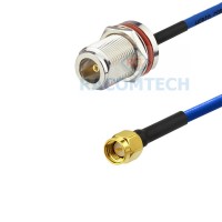 Habia  0.086"  Semi-Flexible Cable Assembly N Bulkhead Socket / SMA Plug
